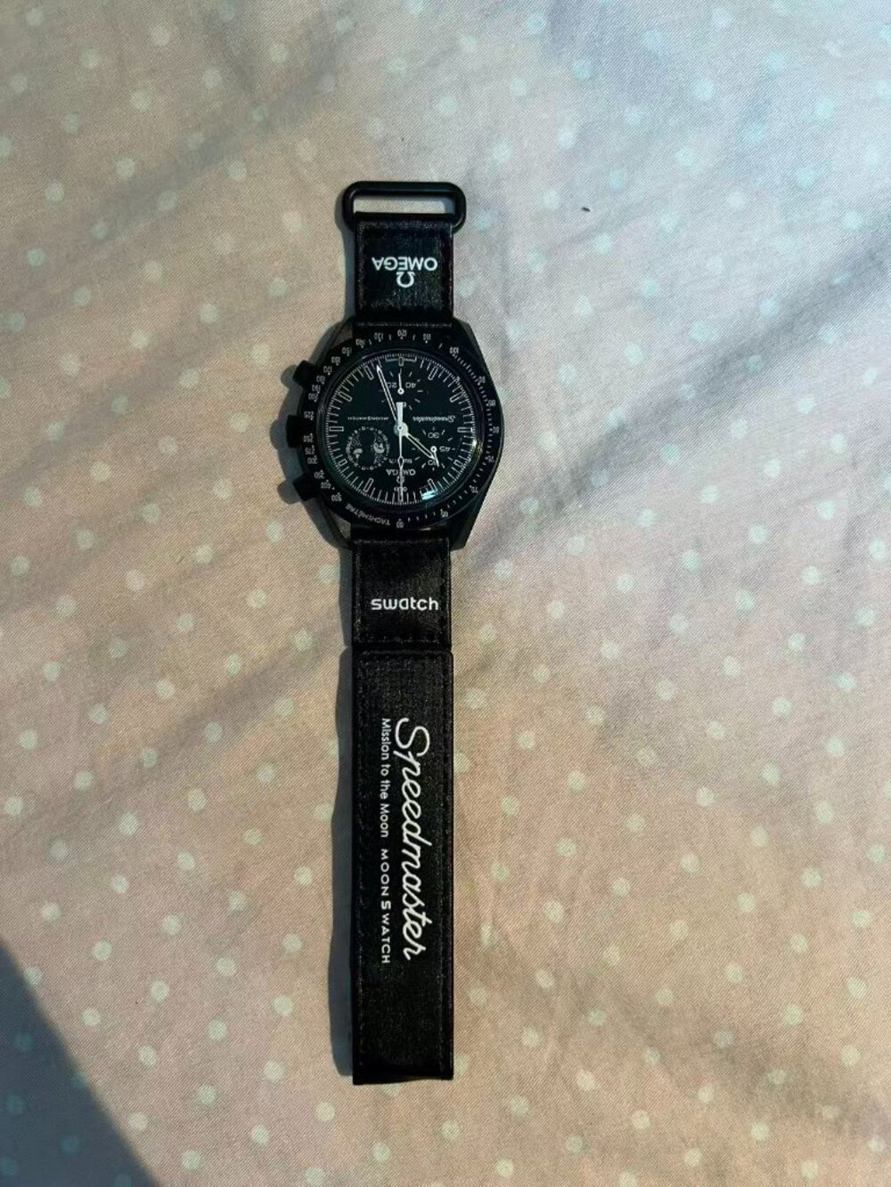Swatch Omega Bioceramic Moonswatch Mission To Moonphase Snoopy Black